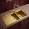 Pure.Sink Exclusivo Gold 1.5 sink with draining board 100x52 cm Tapwing right PEX3418100RT-60